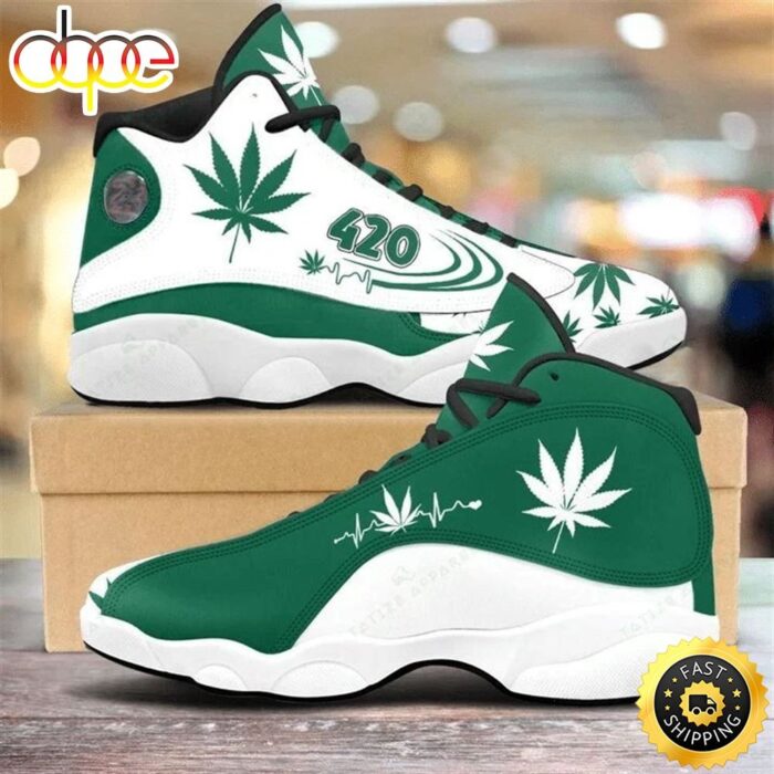 Hippie Skull Weed Jordan 13 Shoes Skull Lover Romper Happy Green