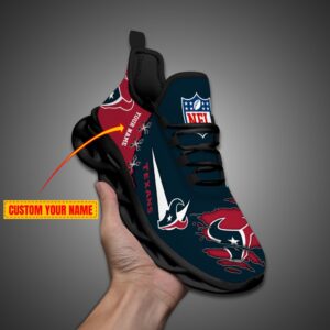 Houston Texans Personalized Ripped Design NFL Max Soul Shoes