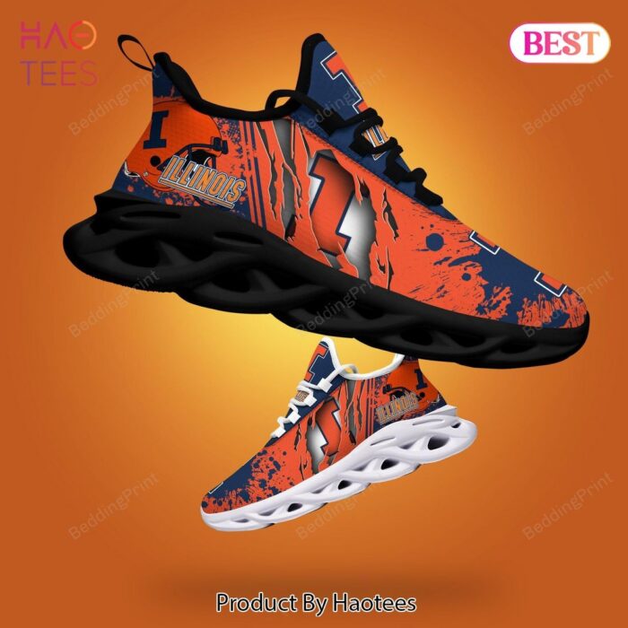 Illinois Fighting Illini NCAA Blue Orange Color Max Soul Shoes