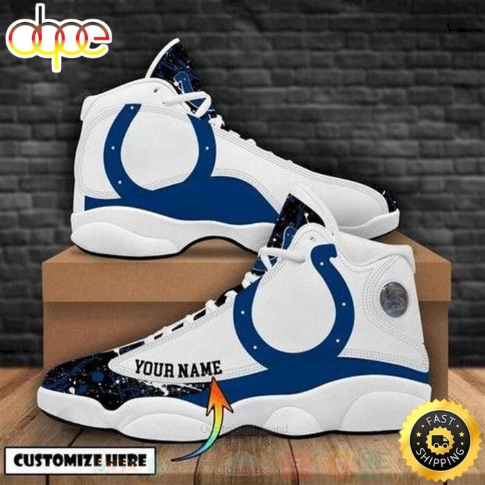 Indianapolis Colts Football Team NFL Custom Name Air Jordan 13 Shoes