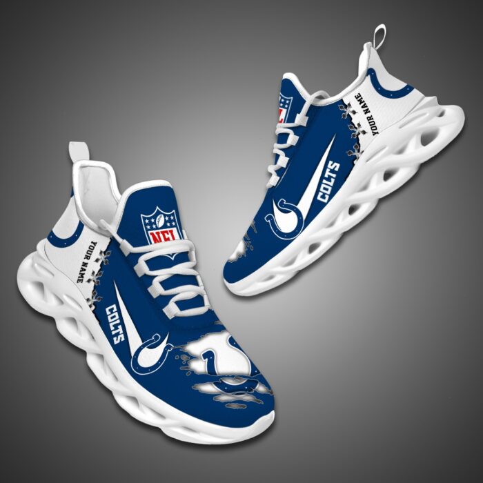 Indianapolis Colts Personalized Ripped Design NFL Max Soul Shoes