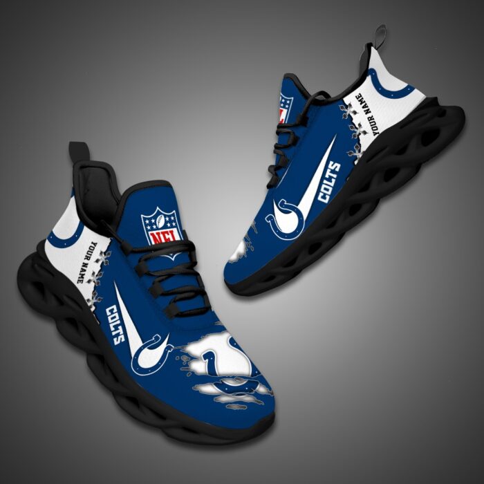 Indianapolis Colts Personalized Ripped Design NFL Max Soul Shoes