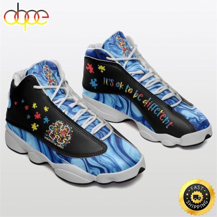 Its Ok To Be Different Blue Autism Awareness Air Jordan 13 Shoes