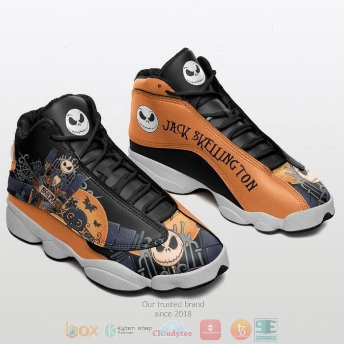 Jack Skellington The Nightmare Cartoon Black Orange Air Jordan 13 Shoes