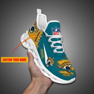 Jacksonville Jaguars Personalized Ripped Design NFL Max Soul Shoes