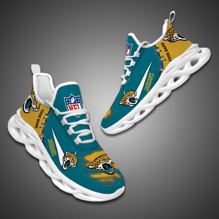 Jacksonville Jaguars Personalized Ripped Design NFL Max Soul Shoes