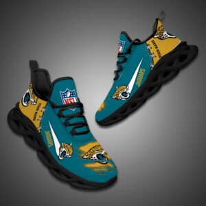 Jacksonville Jaguars Personalized Ripped Design NFL Max Soul Shoes