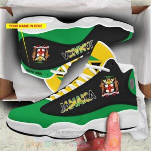 Jamaica Personalized Yellow Green Air Jordan 13 Shoes