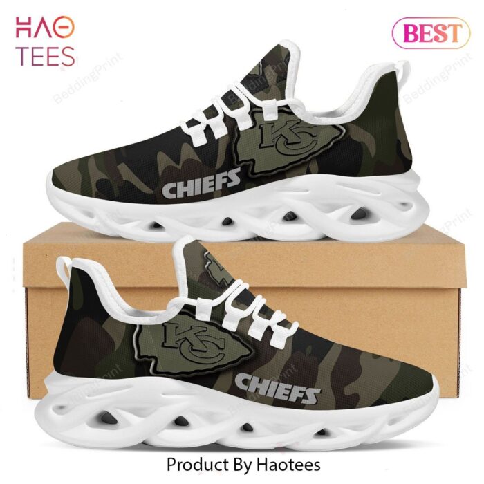 Kansas City Chiefs Camo Camouflage Design Black Max Soul Shoes