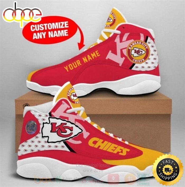 Kansas City Chiefs NFL Football Team Custom Name Air Jordan 13 Shoes