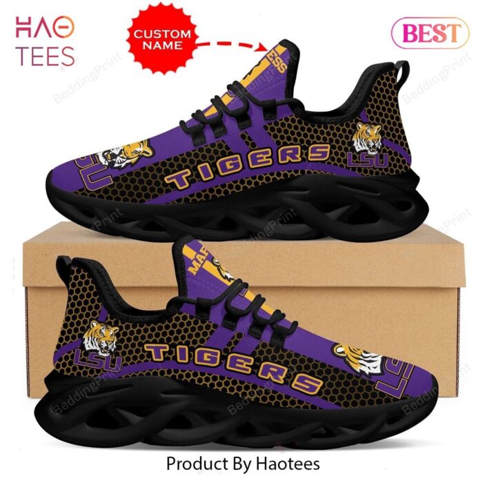 LSU Tigers NCAA Black Mix Violet Custom Name Max Soul Shoes