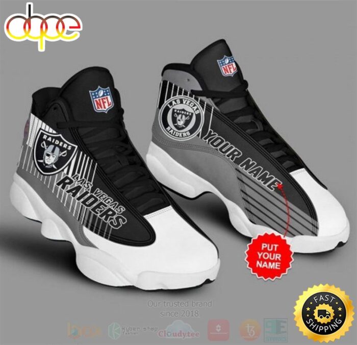 Las Vegas Raiders Football NFL Custom Name Air Jordan 13 Shoes