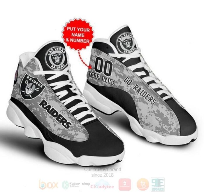 Las Vegas Raiders Football Nfl Custom Name Air Jordan 13 Shoes 2