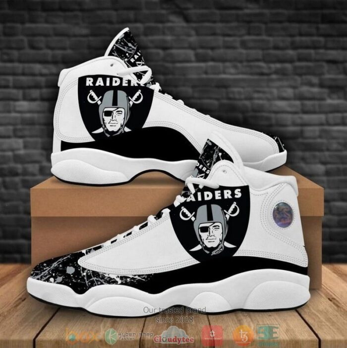 Las Vegas Raiders Nfl Big Logo Bling Bling Football Team 15 Air Jordan 13 Sneaker Shoes