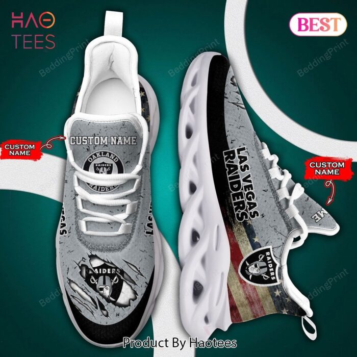 Las Vegas Raiders Nfl Personalized Grey Color Max Soul Shoes