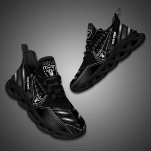 Las Vegas Raiders Personalized NFL Neon Light Max Soul Shoes