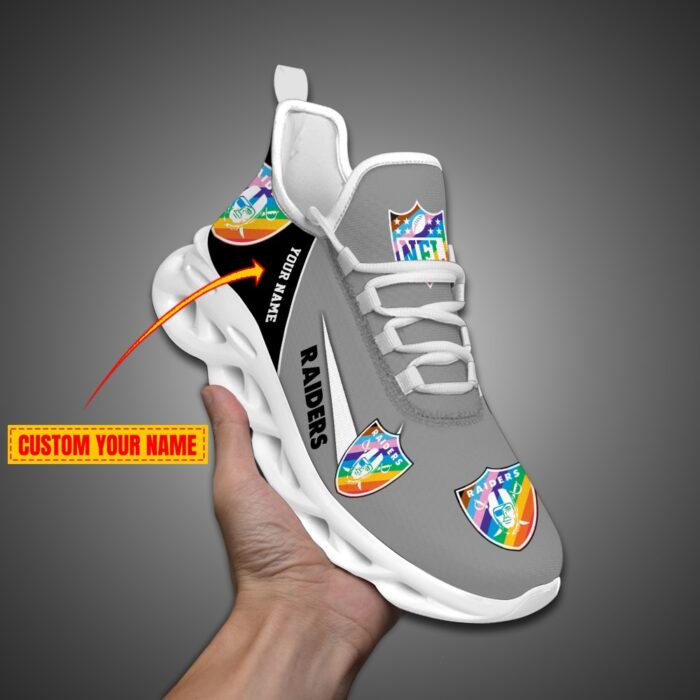 Las Vegas Raiders Personalized Pride Month Luxury NFL Max Soul Shoes Ver 2