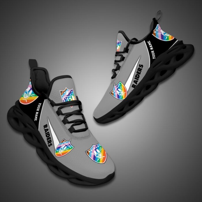 Las Vegas Raiders Personalized Pride Month Luxury NFL Max Soul Shoes Ver 2