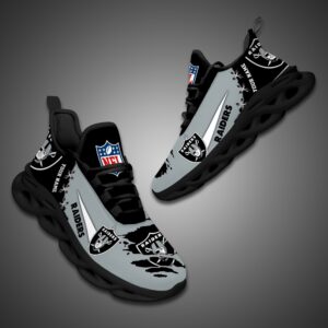 Las Vegas Raiders Personalized Ripped Design NFL Max Soul Shoes