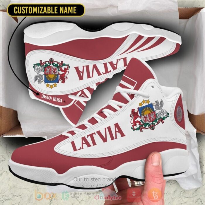 Latvia Personalized Red Air Jordan 13 Shoes