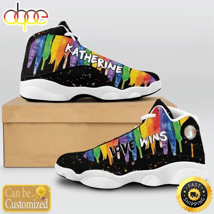 Lgbt Color Paint Love Wins Custom Name Air Jordan 13 Shoes