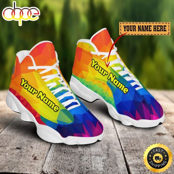 Lgbt Colorful Pieces Custom Name Air Jordan 13 Shoes