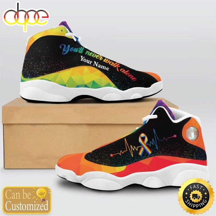 Lgbt Heart Beat You'll Never Walk Alone Custom Name Air Jordan 13 Shoes