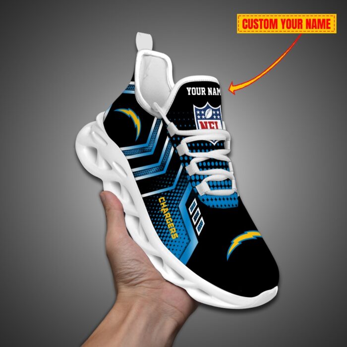 Los Angeles Chargers Personalized NFL Metal Style Design Max Soul Shoes