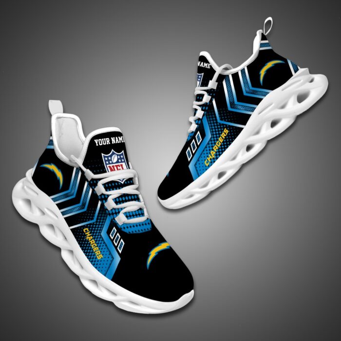 Los Angeles Chargers Personalized NFL Metal Style Design Max Soul Shoes