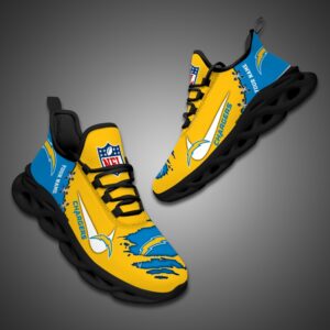 Los Angeles Chargers Personalized Ripped Design NFL Max Soul Shoes