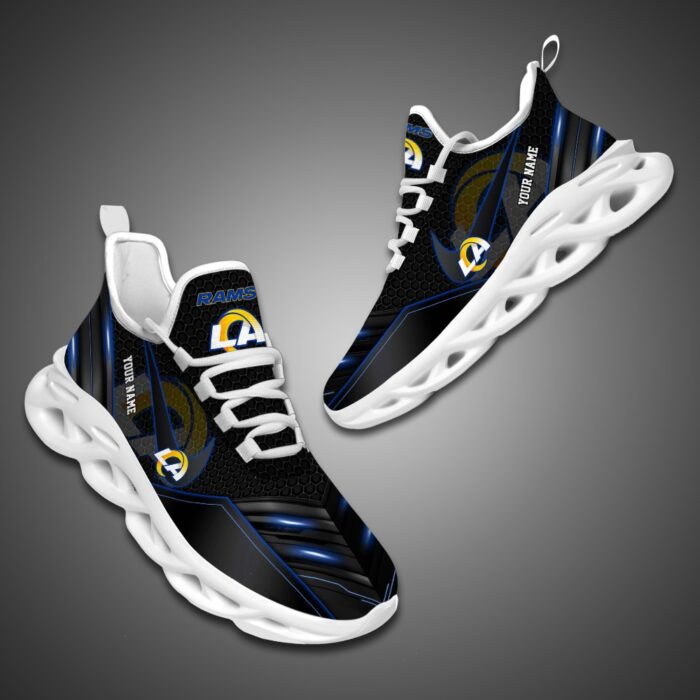 Los Angeles Rams Personalized NFL Neon Light Max Soul Shoes