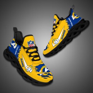 Los Angeles Rams Personalized Ripped Design NFL Max Soul Shoes