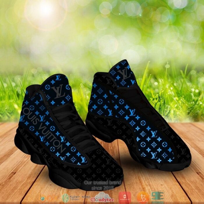 Louis Vuitton Black Neon Blue Air Jordan 13 Shoes