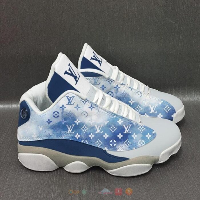 Louis Vuitton Blue White Air Jordan 13 Shoes