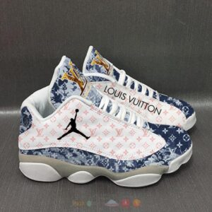 Louis Vuitton Blue White Pink Air Jordan 13 Shoes