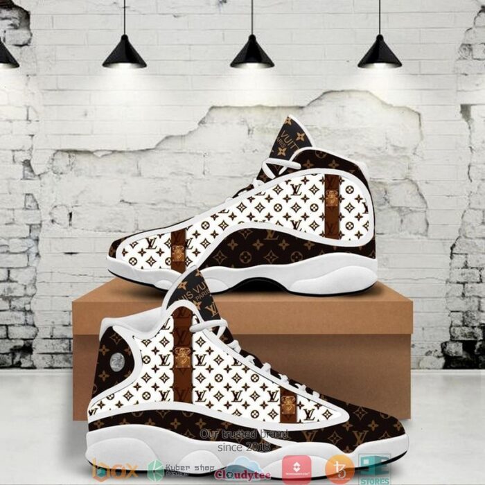 Louis Vuitton Brown And White Air Jordan 13 Sneaker Shoes