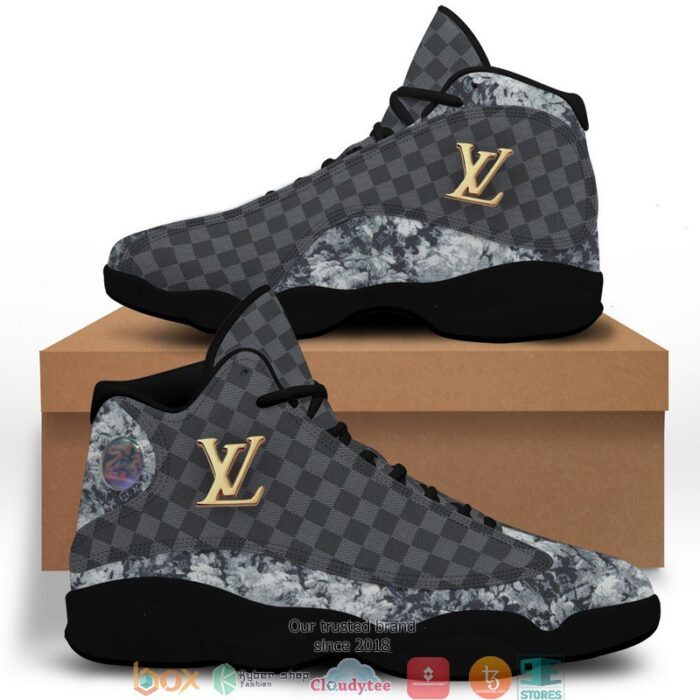 Louis Vuitton Checkered Pattern Smoke Grey Air Jordan 13 Sneaker Shoes