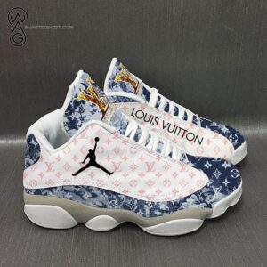 Louis Vuitton Classic Symbol Blue Denim Air Jordan 13 Sneakers