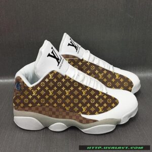 Louis Vuitton Gold Logo Pattern Air Jordan 13 Shoes