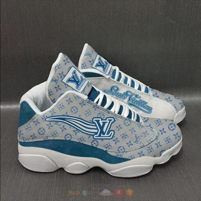 Louis Vuitton Grey Blue Air Jordan 13 Shoes