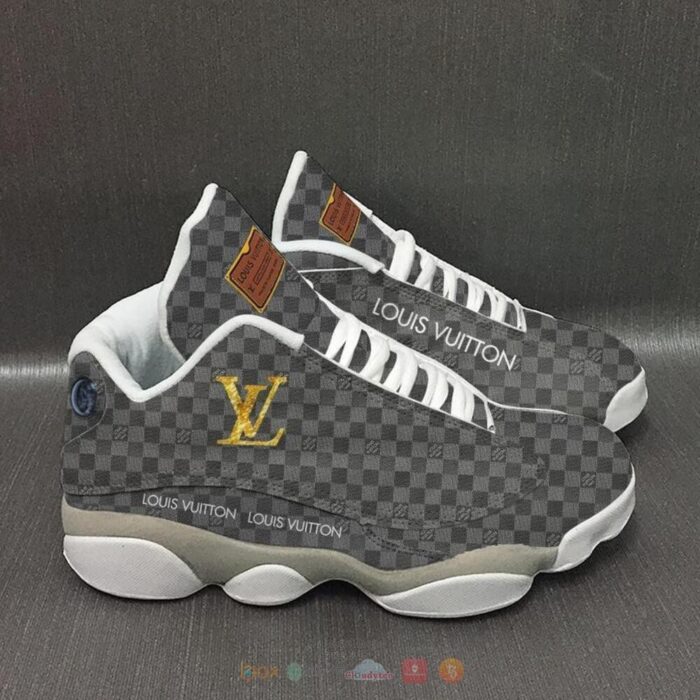 Louis Vuitton Grey Pattern Air Jordan 13 Shoes