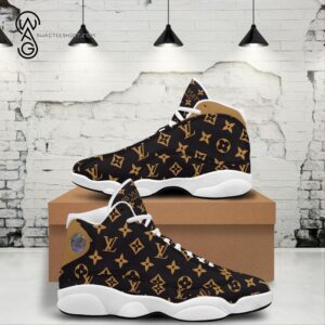 Louis Vuitton Symbol Cream And Black Air Jordan 13 Sneakers