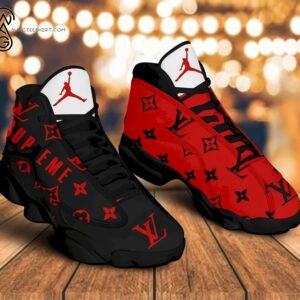 Louis Vuitton Symbol Red And Black Air Jordan 13 Sneakers