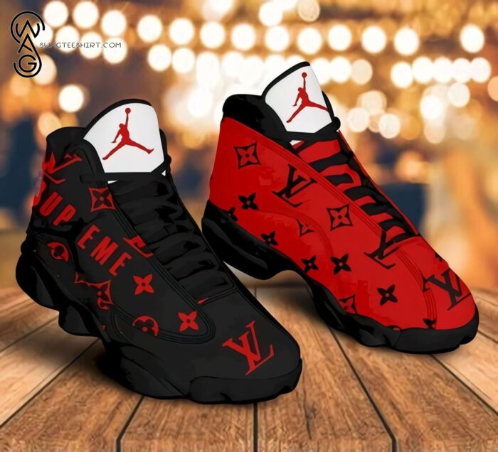 Louis Vuitton Symbol Red And Black Air Jordan 13 Sneakers