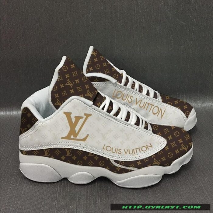 Louis Vuitton White And Brown Air Jordan 13 Shoes