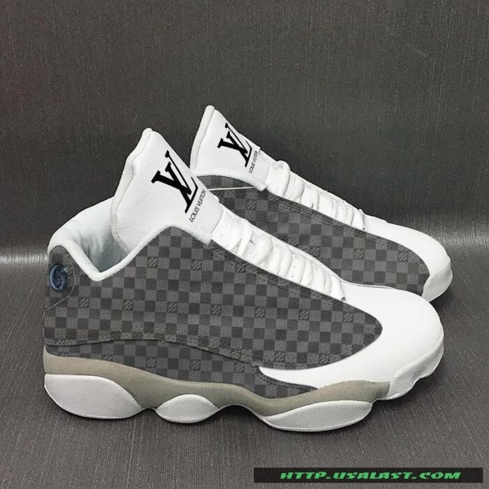 Louis Vuitton White Grey Air Jordan 13 Shoes