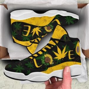 Love 420 Sunflower All Over Print Air Jordan 13 Sneakers