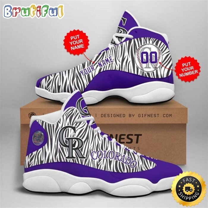 MLB Colorado Rockies Custom Name Number Air Jordan 13 Shoes V4