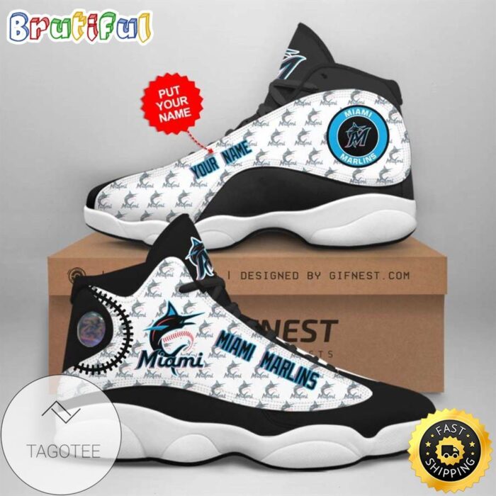 MLB Miami Marlins Custom Name Air Jordan 13 Shoes V5