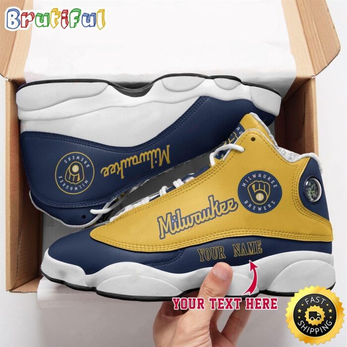 MLB Milwaukee Brewers Custom Name Air Jordan 13 Shoes V6